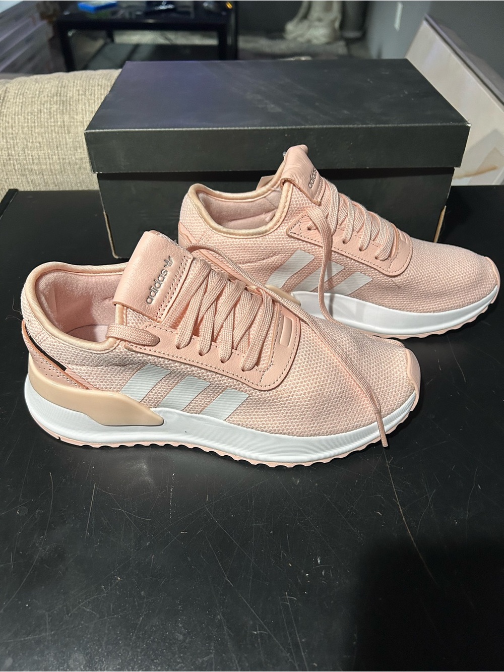 Women's Pink Athletic Sneakers with White Stripes